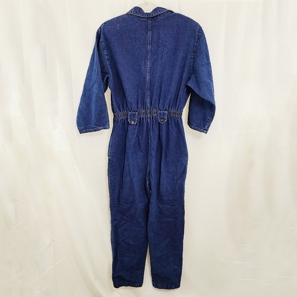 Vintage 80s dark denim jumpsuit boiler suit size large - Picture 2 of 7